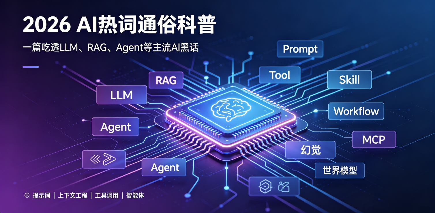026 AI热词通俗科普：一篇吃透LLM、RAG、Agent等所有主流AI黑话